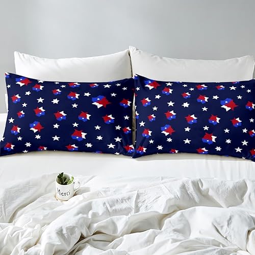 Miniatura 4 de Juego de sábanas de bandera de Texas, diseño de estrellas rojas, blancas y azules, decoración occidental para dormitorio, juego de ropa de cama de