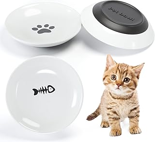Cat Ceramic Cat Bowls - Shallow & Non-Slip