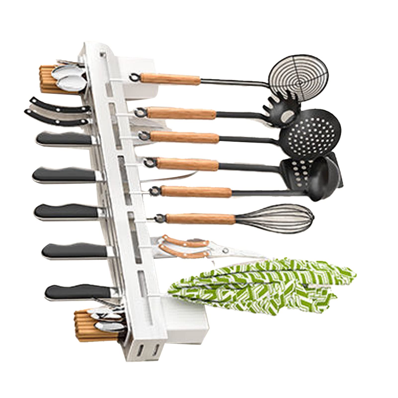 40cm Kitchen Knife Holder for Wall, Kitchen Knife Rack Knife Block Punch Free Stainless Steel Wall Mounted Multifunction Kitchen Utensils Hanger Rack for Home Brushed