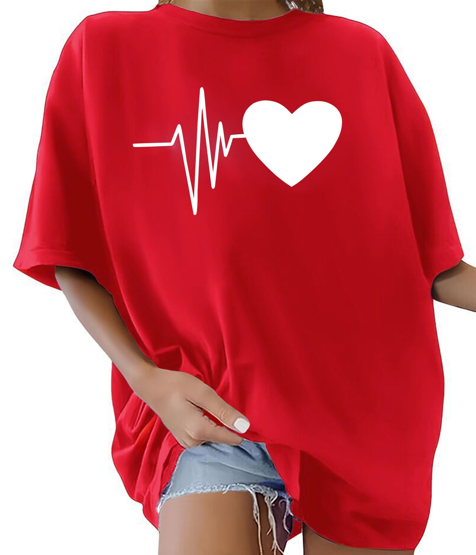 heekpek Camisetas Manga Corta Mujer Talla Grande Verano Algodon T-Shirt Casual Camiseta Estampada Mujer Cuello Redondo Camisetas Oversize