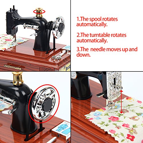 Image of Vintage Music Box Mini Sewing Machine Mechanical Toy Home Table Decoration Gift