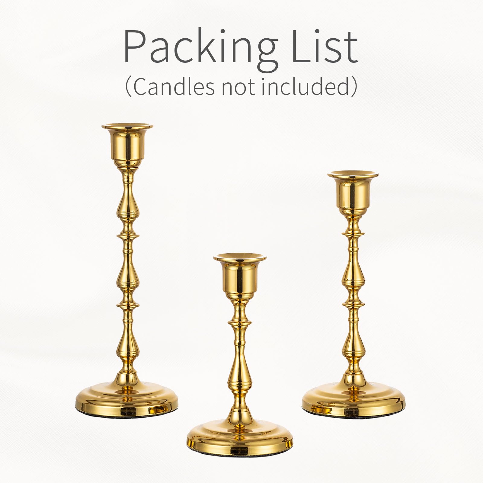 Kerzenhalter Stabkerzen Kerzenständer Gold: Set Mit 3 Pcs Metall Kerzenhalter Stabkerze Stabkerzenhalter Vintage kerzenleuchter für Hochzeit Veranstaltung Weihnachten Kaminsims Dekoration