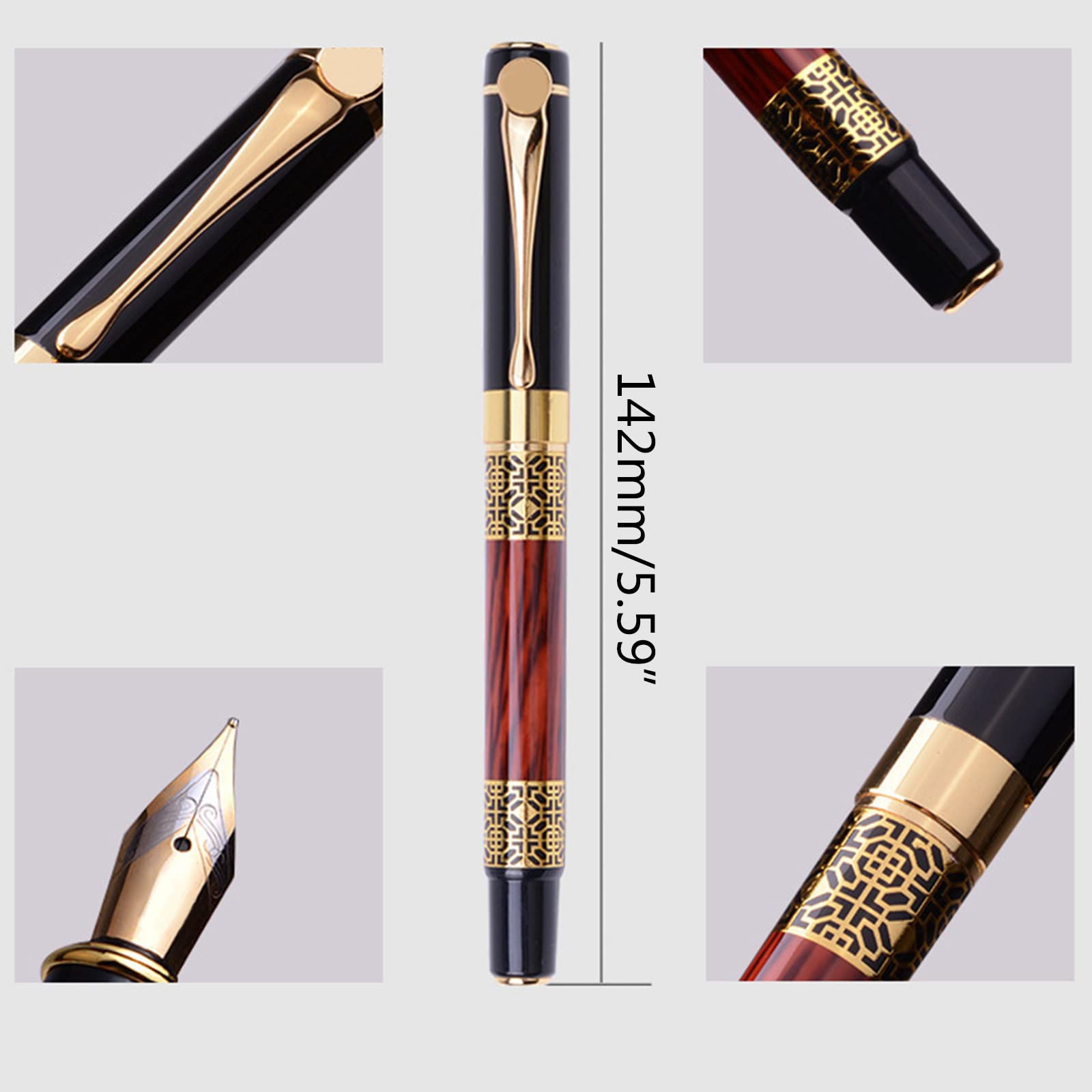 Metal Wood Grain Roller Ballpoint Pen Retro Fountain Pen Signature Writing Pen for Executive Office Business Women Men — view 4