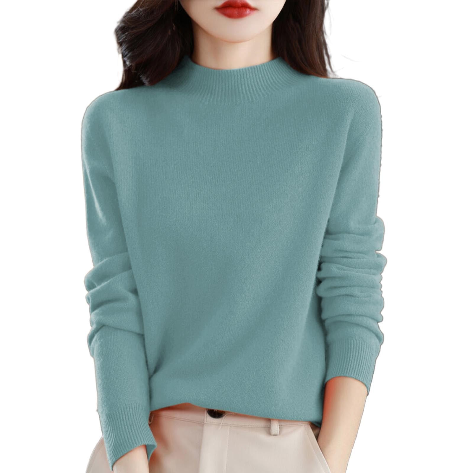 Generic2024 New 100% Cashmere Sweaters for Women Mock Neck Comfy Soft Long Sleeve Pullover Sweater Classic Fall Sweater Tops