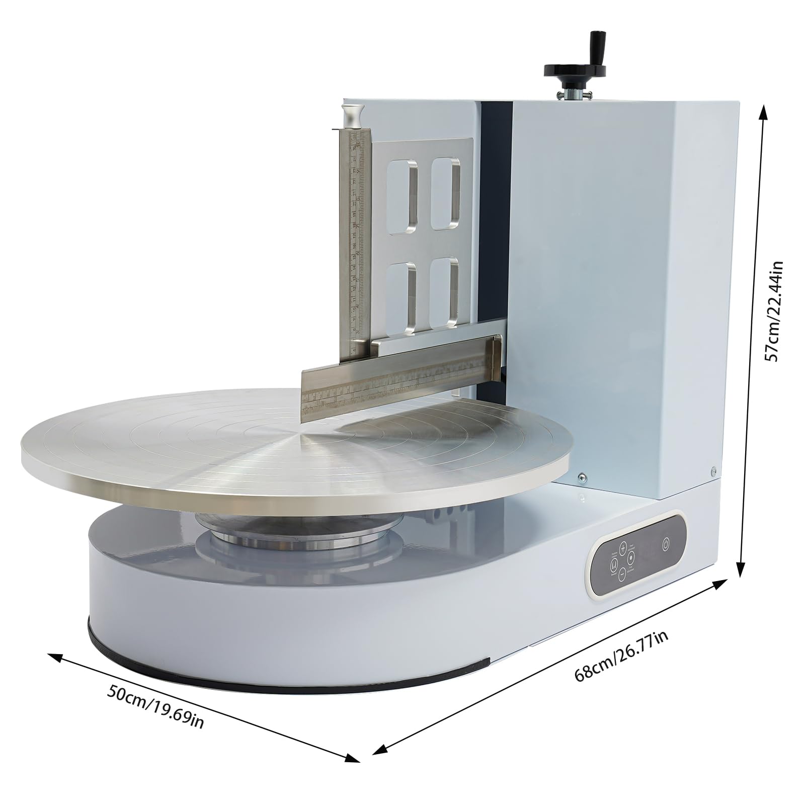 Machine Automatique de décoration de gâteaux pour gâteaux de 10 à 30 cm, 110-220 V, lisseur à glaçage électrique, 0-320 TR/Min, avec Plateau tournant réversible et spatule réglable (Blanc, 1