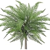 Artificial Boston Fern Plants Large 19" Dusty Green Fake Greenery Shrubs 2 Pcs Faux Plant Bushes for