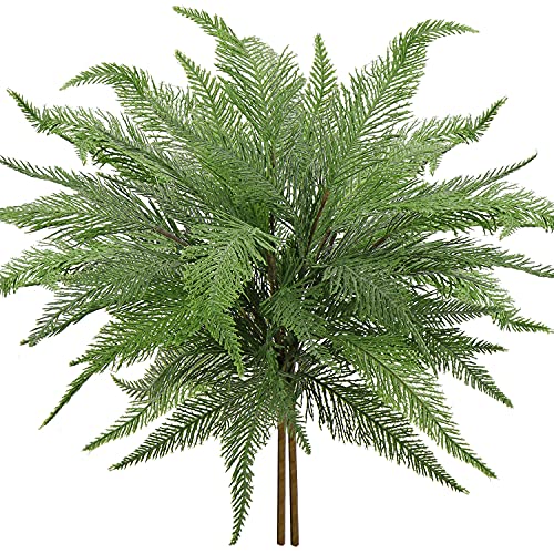 Artificial Boston Fern Plants Large 19" Dusty Green Fake Greenery Shrubs 2 Pcs Faux Plant Bushes For Home Garden Office Farmhouse Indoor Outdoor Decor #TOP5