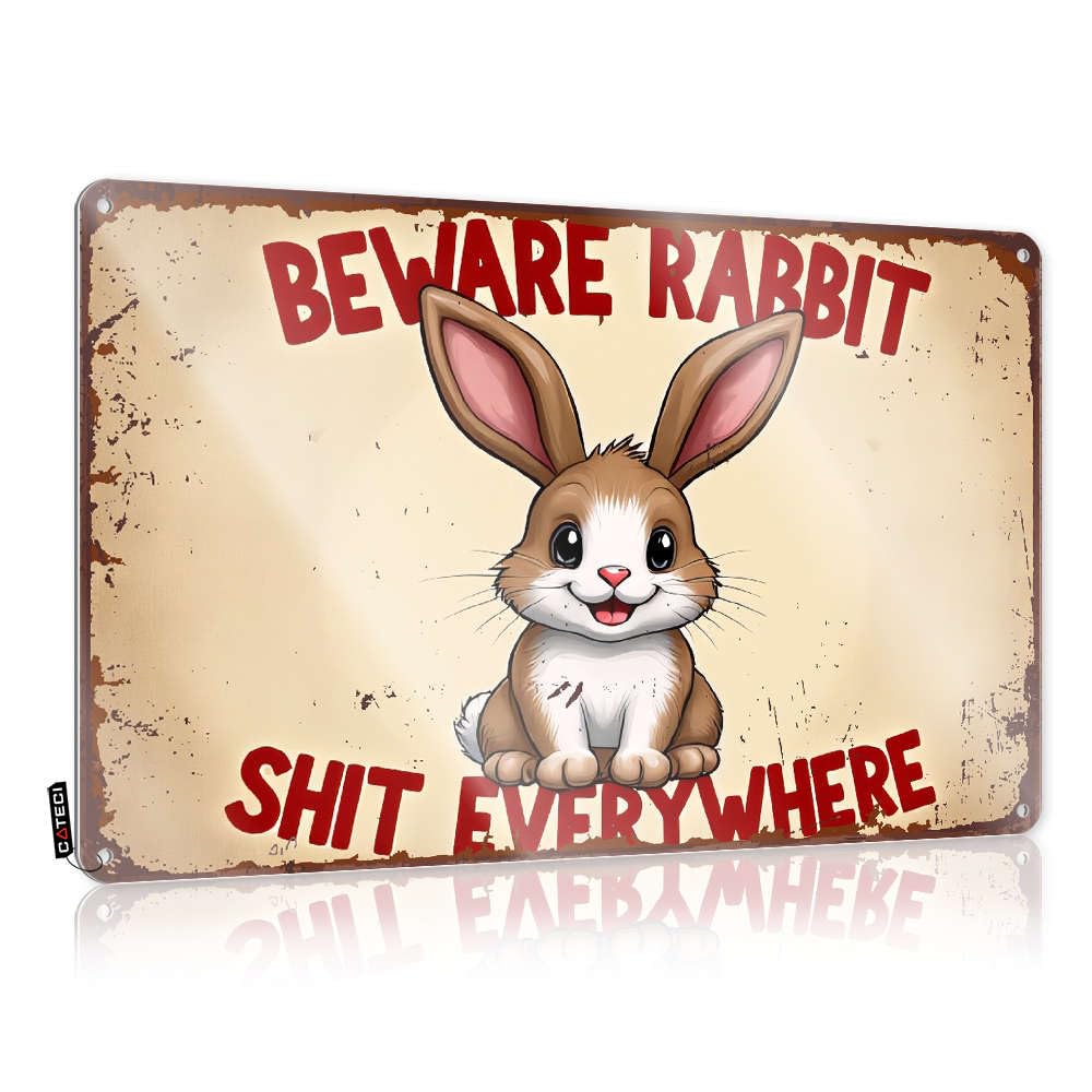 Fzfn Colour Posters Dorm Room Stuff Wall Decor | Beware Rabbit Shit Everywhere Trendy For Workshop Home(30X40cm)