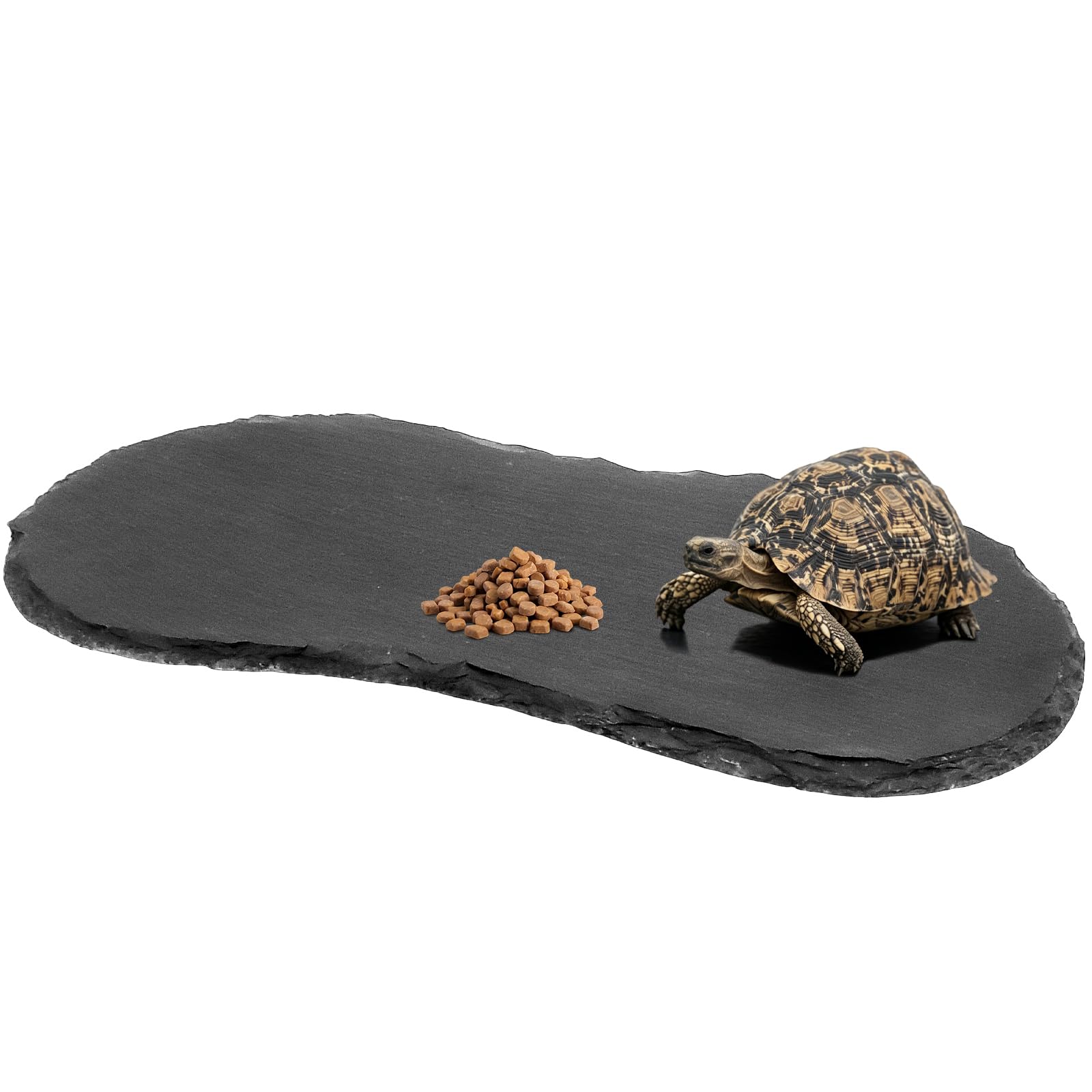 YXSJAS 1Pcs Reptile Basking Platform 11''x5.5'' Floating Turtle Dock Bearded Dragon Climbing Rocks Large Resin Rock Texture Seating Ladder with Strong Suction Cups Aquatic Pet Habitat Decor Supplies