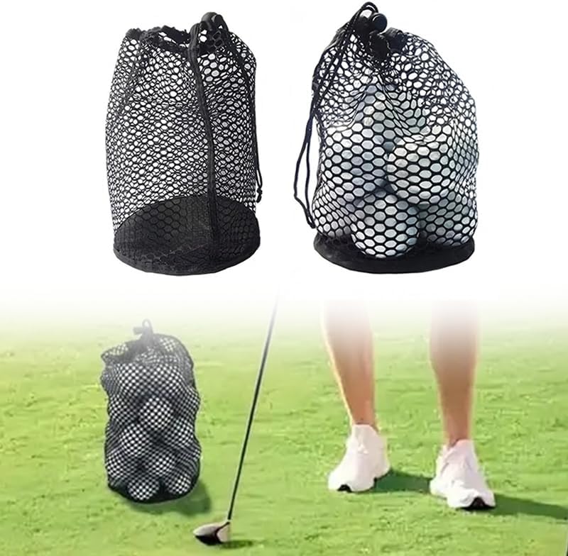 1 Pack Golf Ball Bag - Small Size Shag Bag Holds 12-16 Balls - Nylon Mesh Golf Balls Storage Bag Sports Equipment Organizer