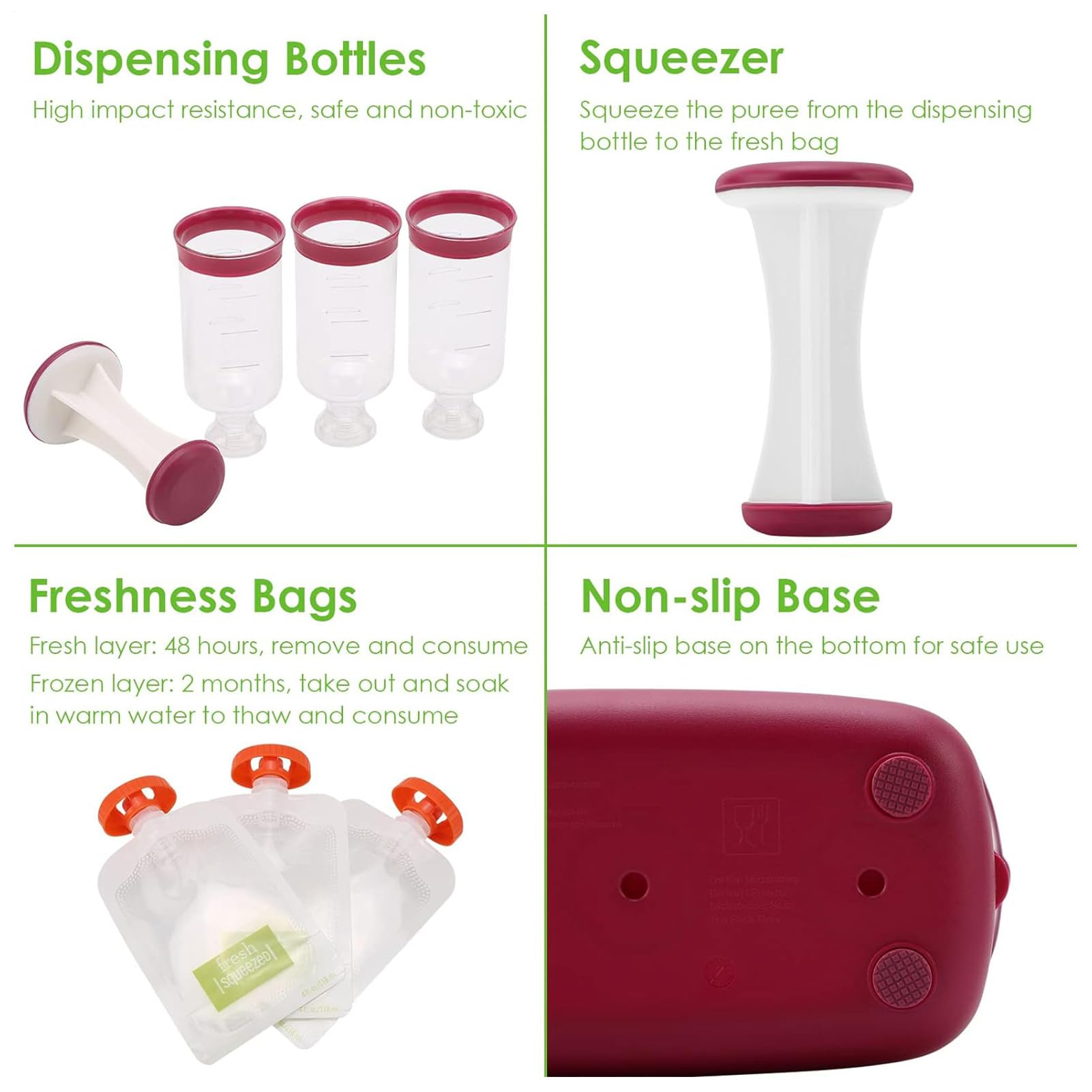 Squeeze Station Fabricant De Jus À Base,Station À Presser Pour Bébé,Jus De Fruits Frais Pour Bébé Fait Maison Avec Sacs De Rangement