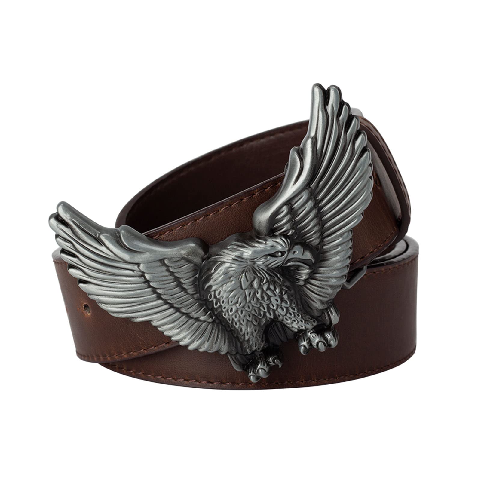 Wrjahcg Unisex Brown Western Belt,Men's Belt Fashion Personality Eagle Belt Buckle Youth Large Buckle Alloy Trousers Belt,,105Cm/41.3''