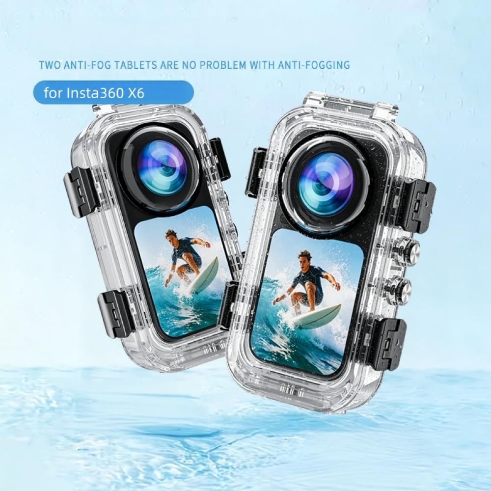 Boîtier étanche pour Insta360 X6, 60 m - Boîtier de protection pour plongée sous-marine avec trou fileté 1/4 et support magnétique à dégagement rapide - Accessoires de caméra d'action