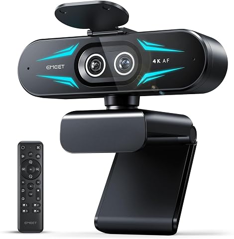 EMEET C60E Dual-Camera 4K Webcam for Streaming with 11X Zoom and RGB Lighting