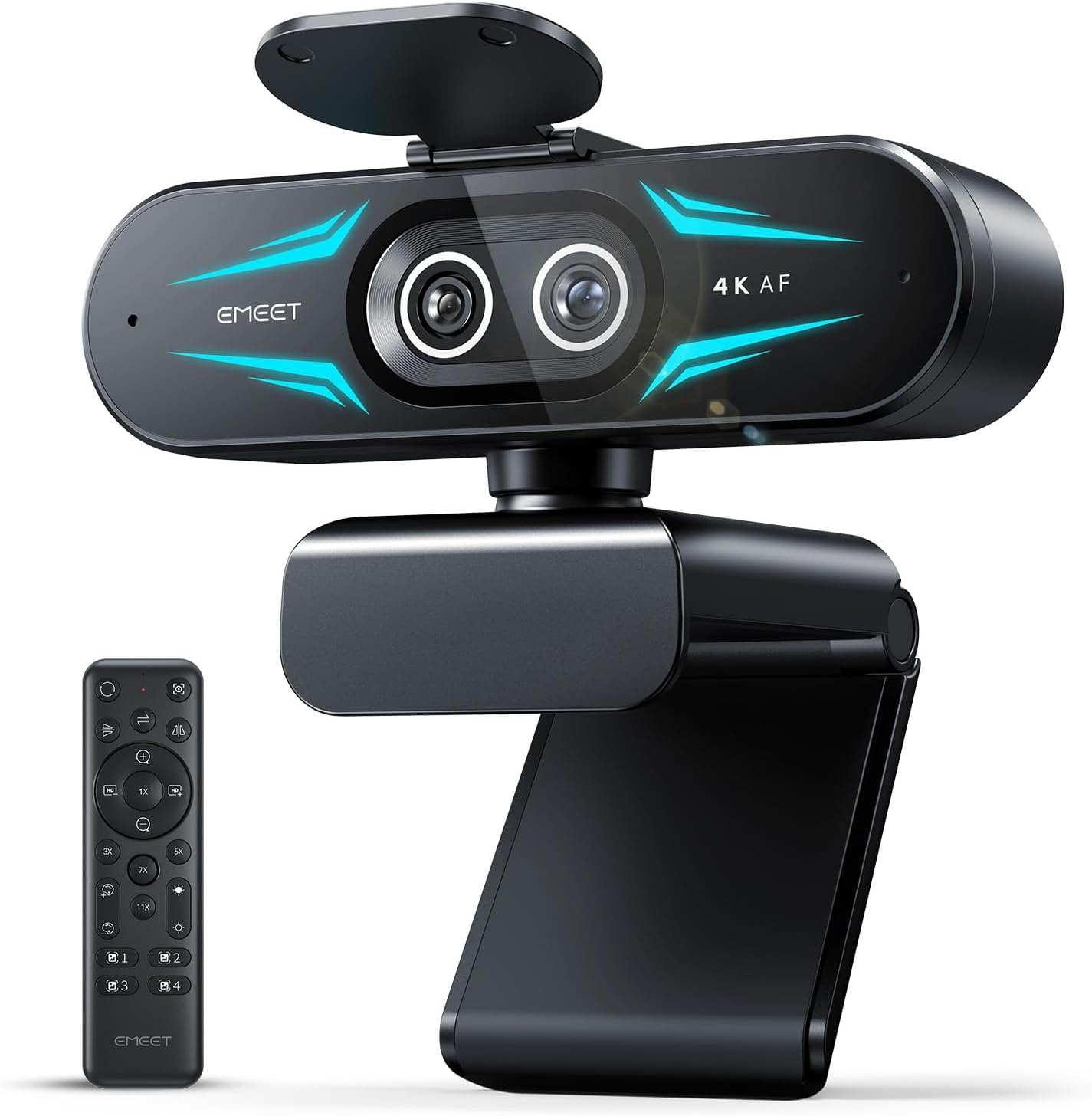 EMEET C60E Dual-Camera 4K Webcam for Streaming Wide-Angle and Telephoto Cameras Max 11X Hybrid Zoom PDAF Autofocus Remote