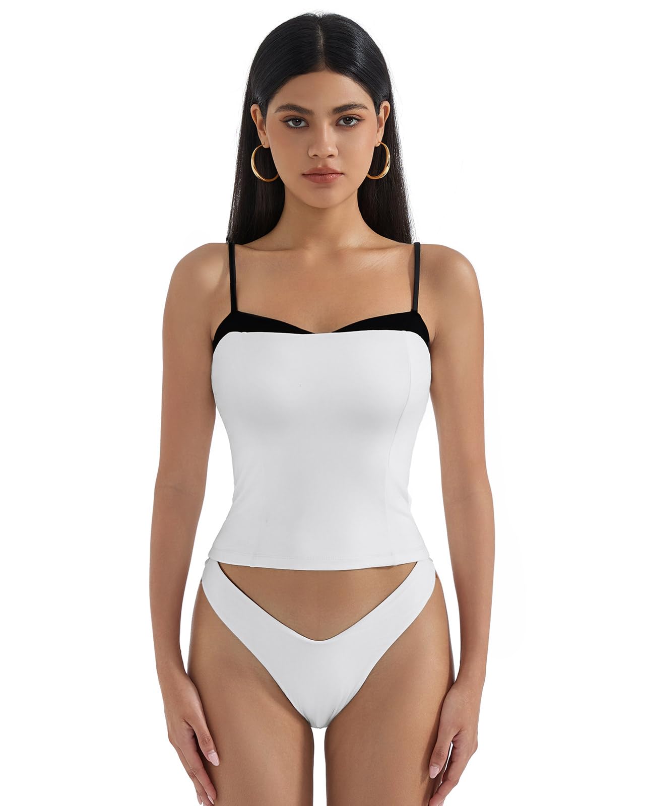 SUUKSESS Women Double Lined Spaghetti Strap Cami Going Out Y2k Sleeveless Tank Tops