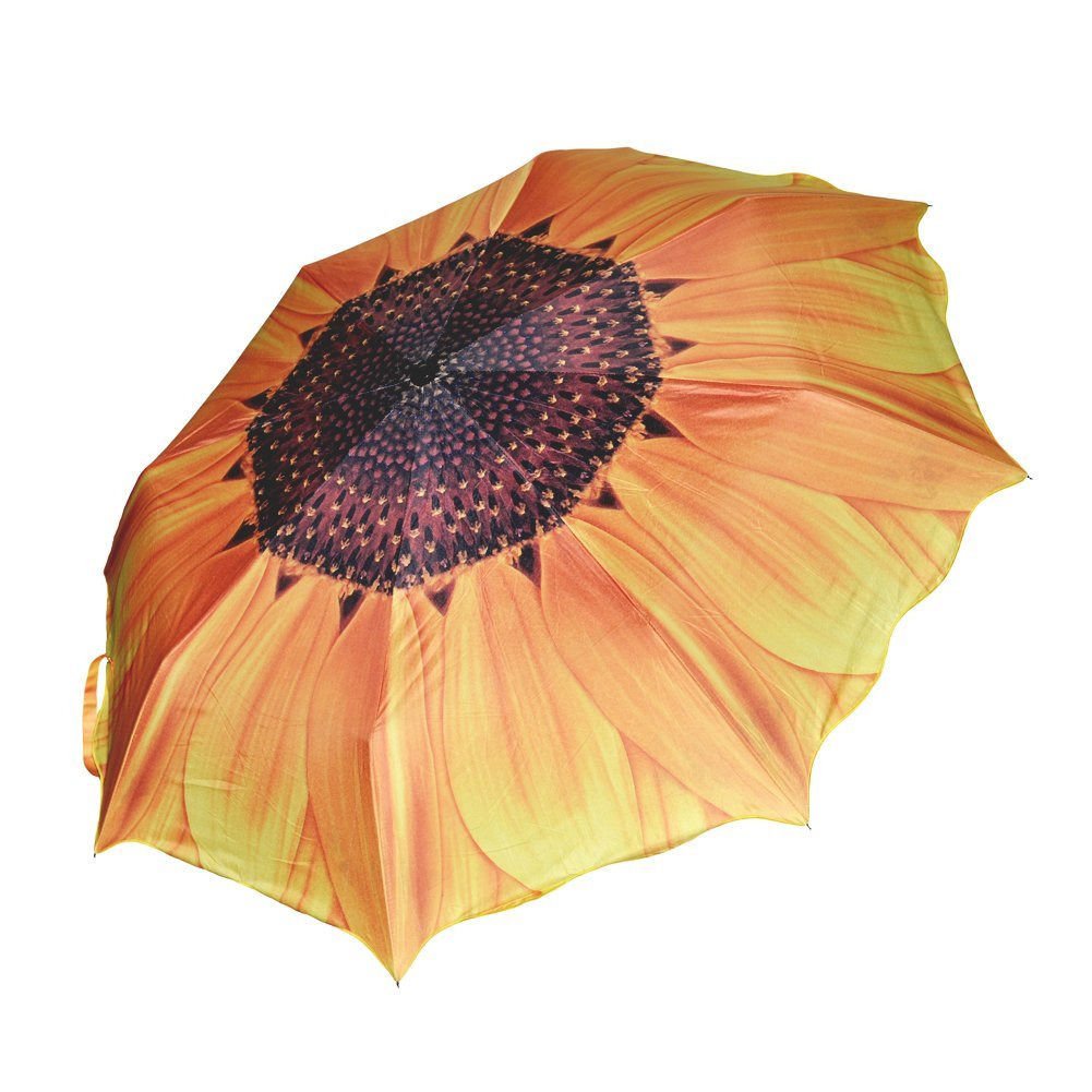 Graootoly Women's Yellow Folding Umbrella Sunscreen Windproof Travel Compact Folding Umbrella Sunflower Design，Unique Reinforced Canopy For Business And Travels Or Summer Wedding Gifts