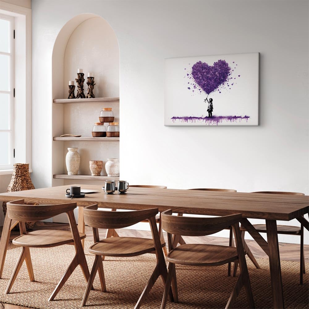 murando - Cuadro Acústico en Lienzo Banksy 120x80 cm - 1 Pieza cuadros | acústicos-corativos aislamento-coracion moderno lienzos-corativos salon - Reproducción globo rosa en forma- corazón