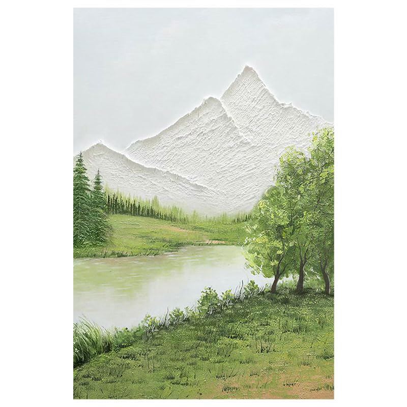 Peinture à l'huile abstraite de paysage de montagne verte 80x80cm