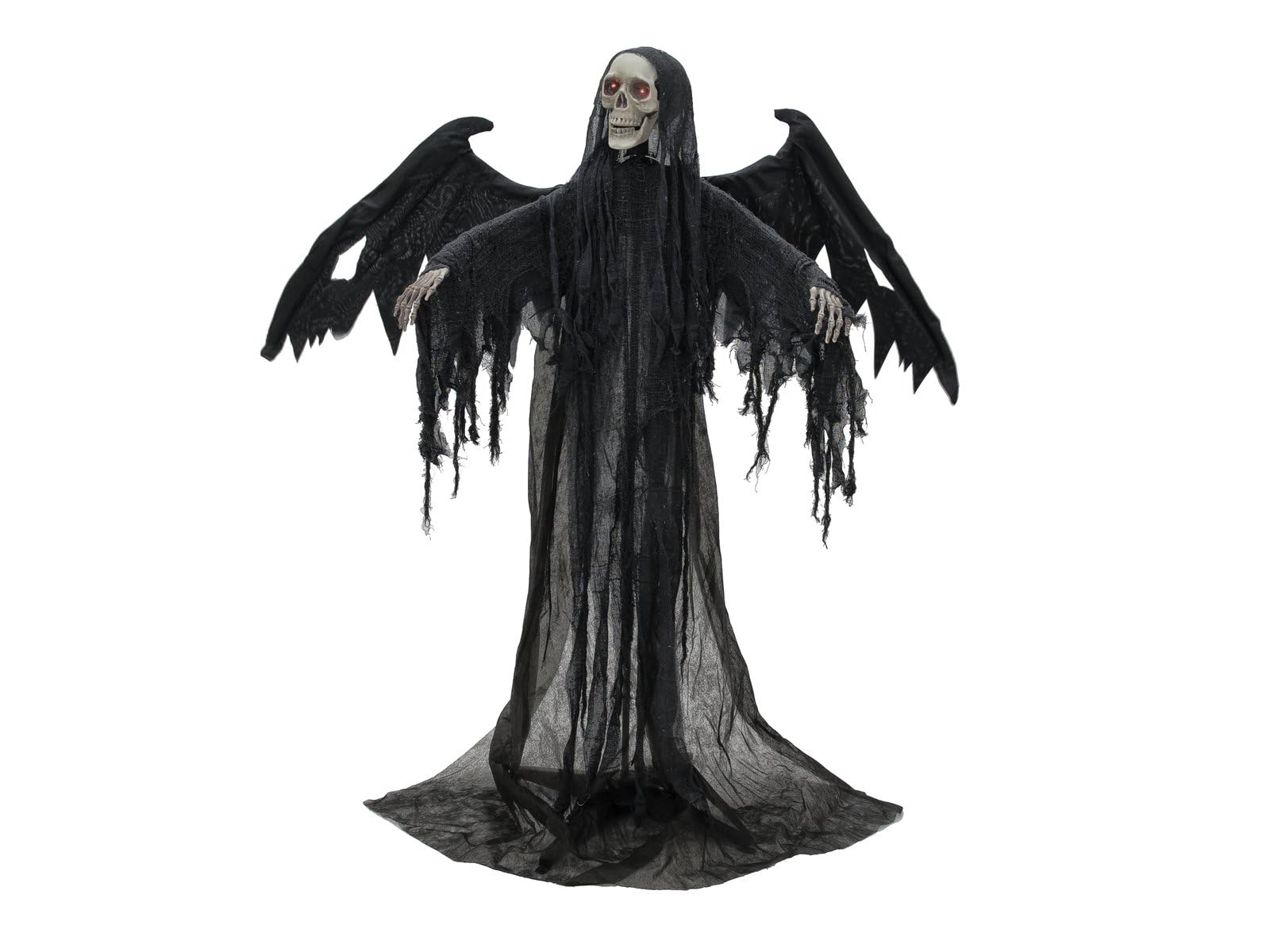 EUROPALMS Halloween Schwarzer Engel, 175x100x66cm | Animierte Figur mit Licht- und Soundeffekt (Batterie- & USB-Betrieb)