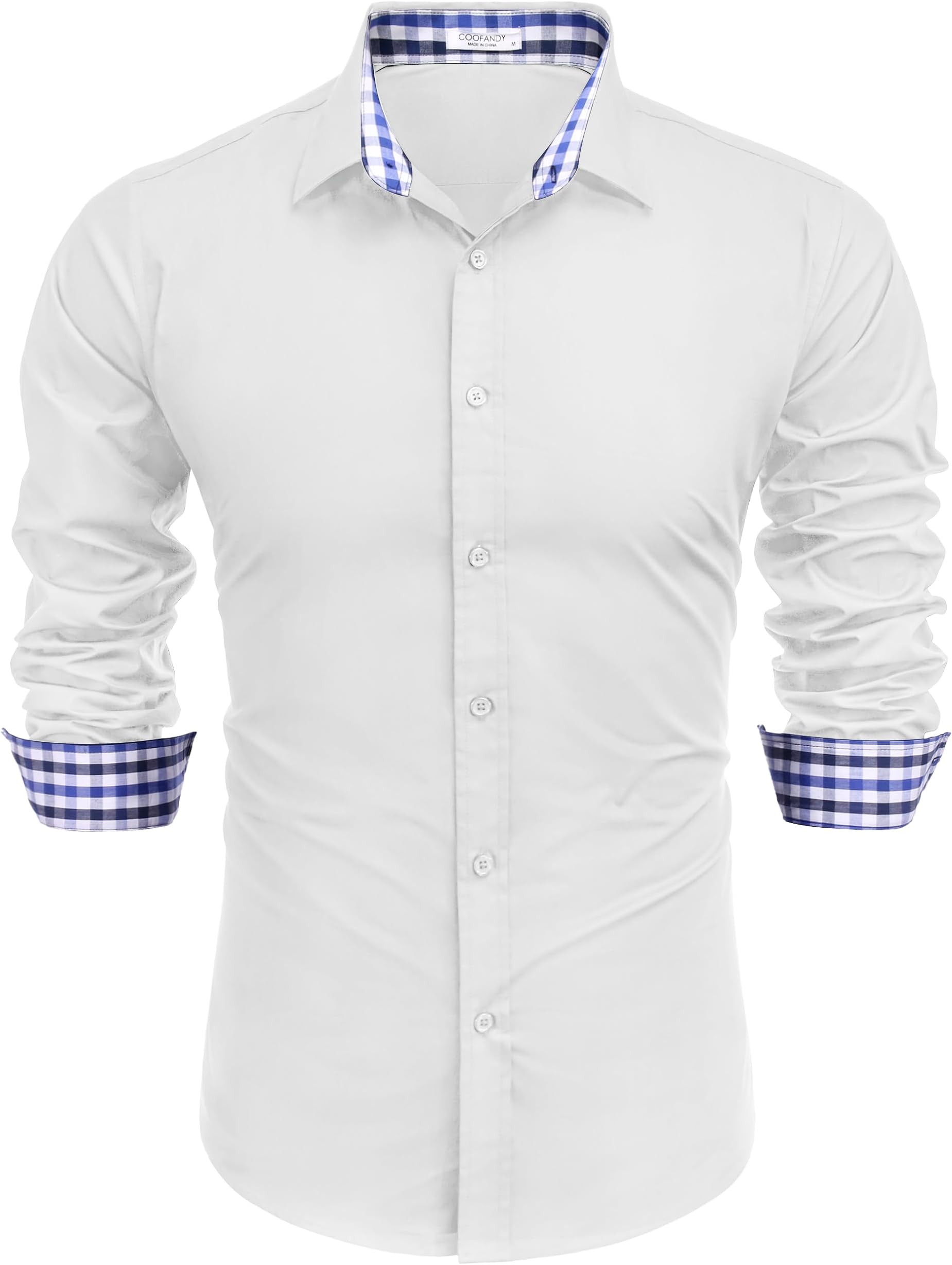 COOFANDY Mens Plaid Dress Shirt Long Sleeve Business Casual Regular Fit Button Down Shirts
