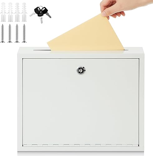 Miniatura 8 de Caja de sugerencias de metal para donación con ranura y cerradura para dinero, impermeable, comentario de gota y votación para un fácil montaje en