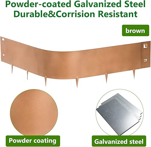 Miniatura 3 de Borde de acero para jardines, 4 pulgadas de alto, resistente para césped, sin excavar, para jardín, camino, patio, camas al aire libre, (16 pies en