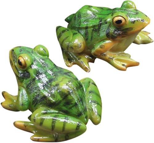 Niltracy Multicolor Frog Statue Ornaments - Resin Frogs Micro Landscape Craft Animal Sculpture 2Pcs For Garden Yard Patio Fairy Garden Accessories Decor