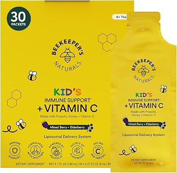 Beekeepers Naturals Kids Immune Liposomal Vitamin C, Mixed Berry, 30 Ct