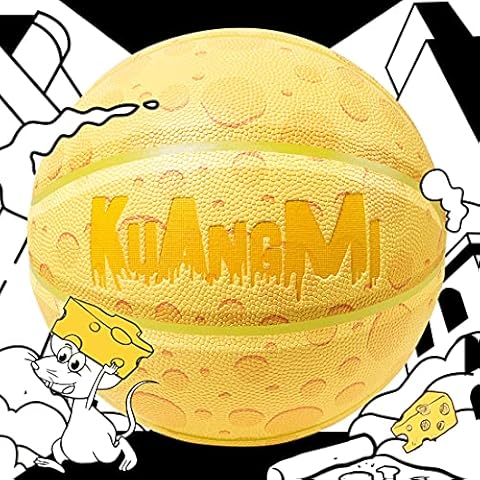 Kuangmi Cool Basketball Personality Streetball for Men Women Teenager Youth (Cheese Yellow, Official Size 7 (29.5")) Cover