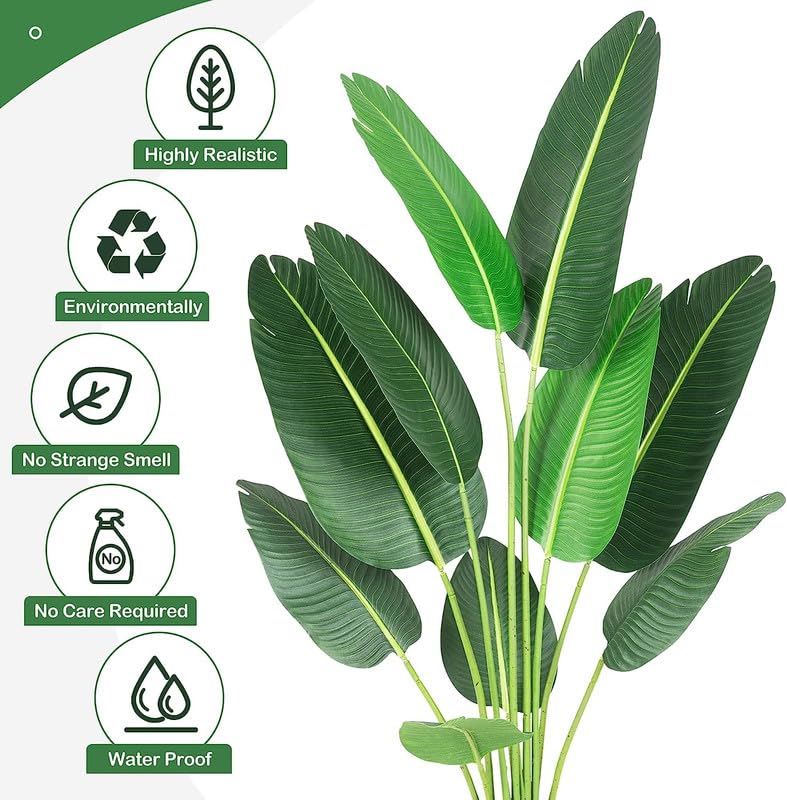 IDEALHOUSE 4ft Artificial Bird of Paradise Palm Tree, Realistic Faux Plant, Indoor/Outdoor, Low Maintenance, Perfect Housewarming Gift