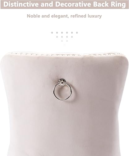 Miniatura 6 de Virabit Juego de 4 sillas de comedor tapizadas sillas de comedor copetudas de terciopelo con parte trasera de clavo y ribete de anillo sillas de