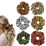 YOHAMA 6 pcs Big Scrunchies Animal Print Large Soft Leopard Scrunchy Hair Ties Elastic Bands Ponytai