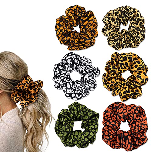 Yohama 6 Pcs Big Scrunchies Animal Print Large Soft Leopard Scrunchy Hair Ties Elastic Bands Ponytail Holder Hair Accessories For Women And Girls Decoration Bun As A Gifts. #TOP4