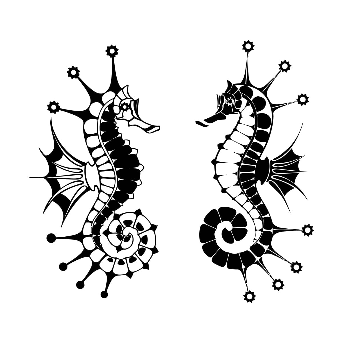 Vinyl Wall Decals Couple Sea Horse Ocean Marine Animals 36x40.2cm Do not Damage the wall Surface Small Black — image 1
