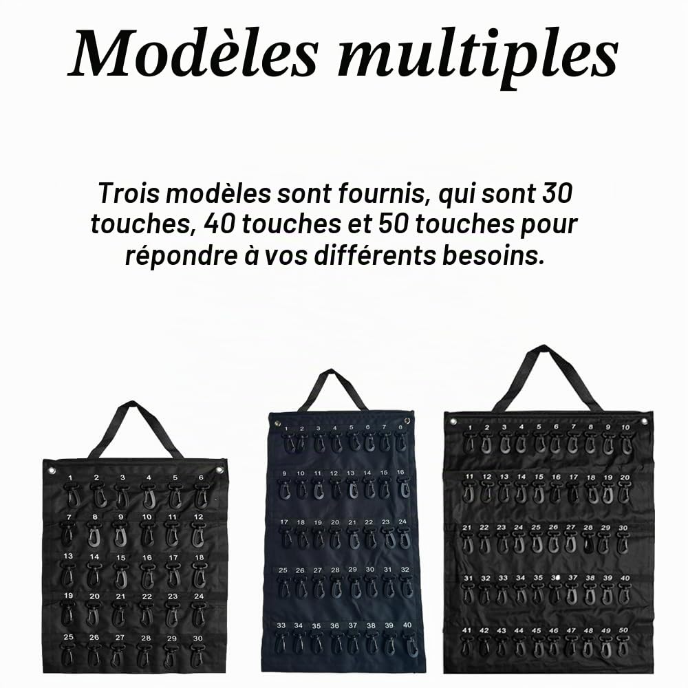 Étui à clés enroulable portable avec 30/40/50 positions de clés pour les ventes de voitures, immobiliers, hôtels, Noir , 50 Hooks (Positions), Moderne