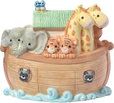 Precious Moments Noahs Ark Porcelain Baby Bank - Nursery Decor with Top Slot - 173434