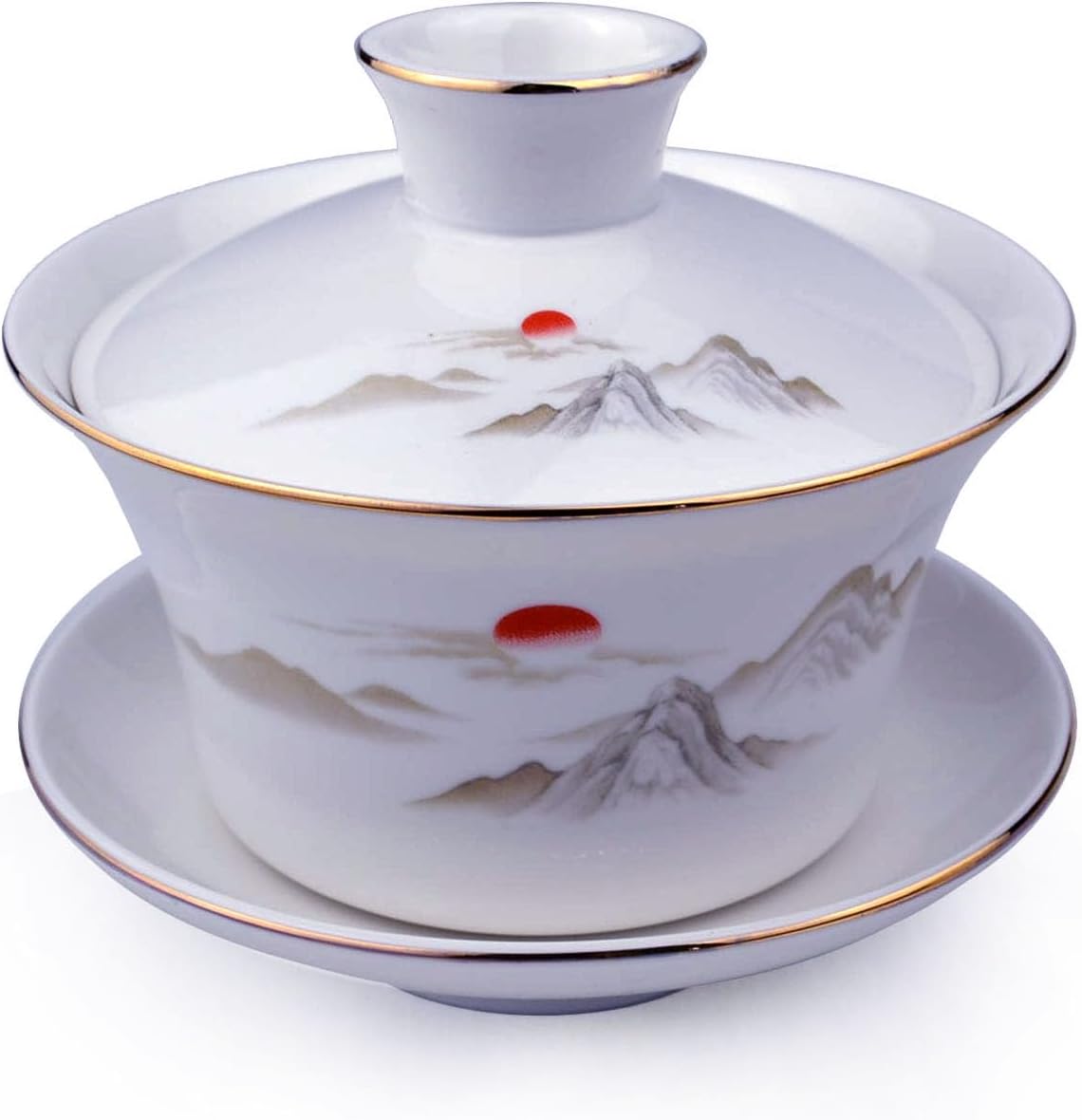 YXHUPOT White Porcelain Gaiwan with Beauty Pattern