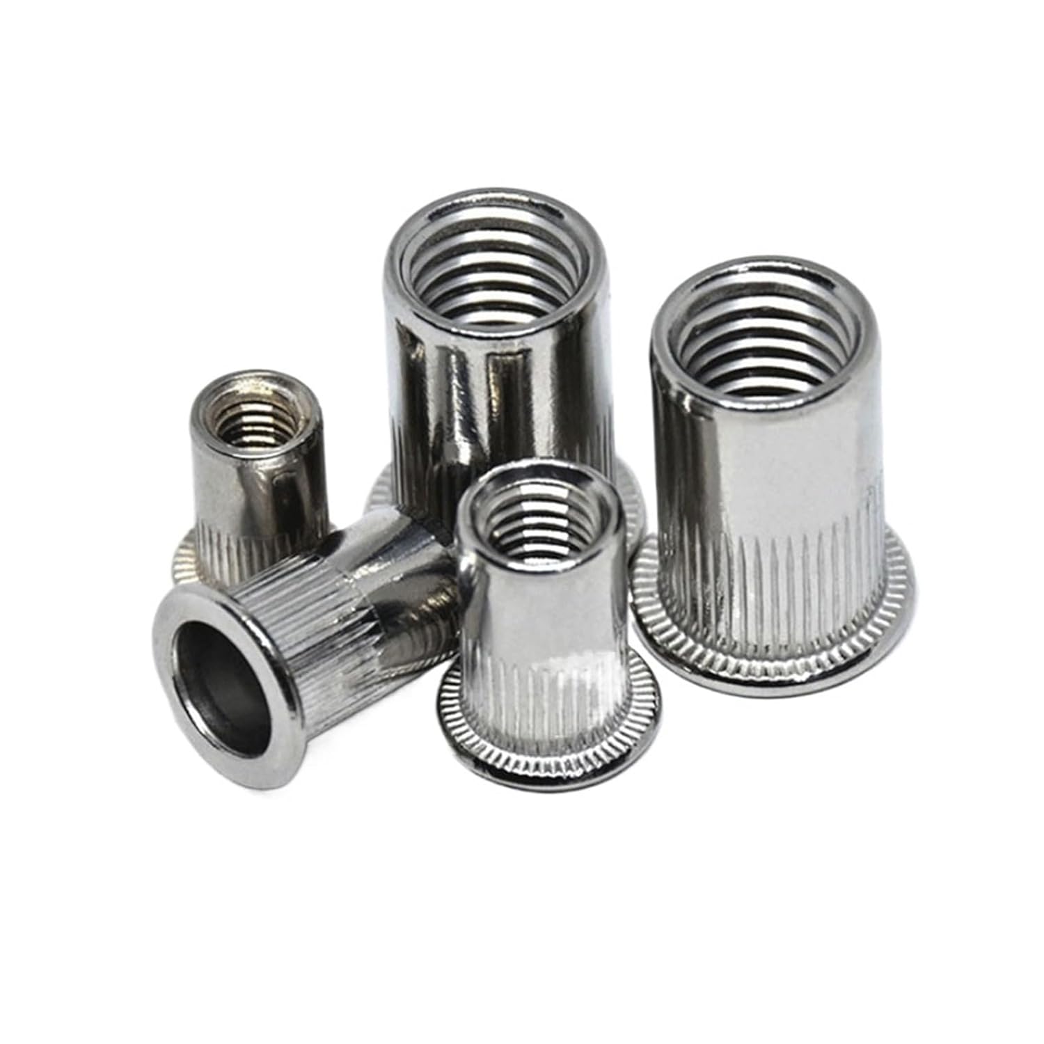 5/20PCS 304 Stainless Steel M3 M4 M5 M6 M8 M10 M12 Flat Head Rivet Nut Vertical Stripe Cylindrical Pull Cap(M8(10pcs))