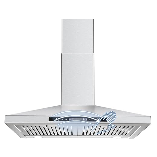 SNDOAS Wall Mount Range Hood 30 inch with Touch and Gesture Sensing Control,Chimney-Style Stainless Steel Range Hood,Vent Hood 30 inch Ducted/Ductless Convertible Kitchen Hood,Baffle Filters