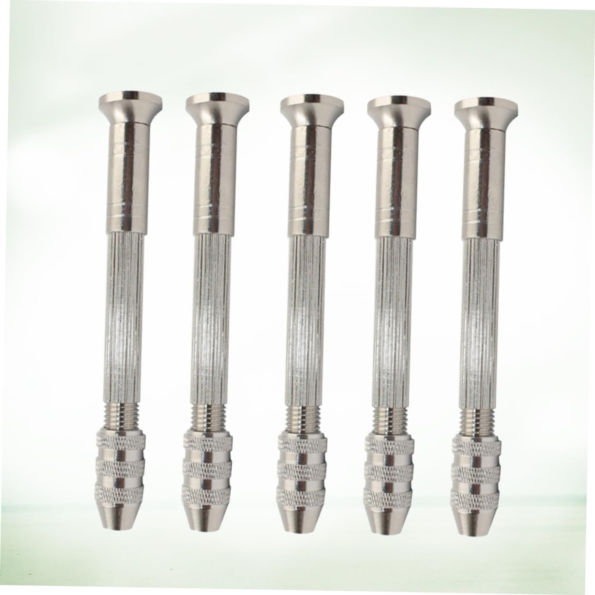Steel Pin Vise Hand Drill 5Pcs 0.5-3mm Precision Tool for Work | Silver Finish, Accurate Drilling Holes, Manual Twist Chuck, Suitable for Amber and Plastic, Compact Work Use