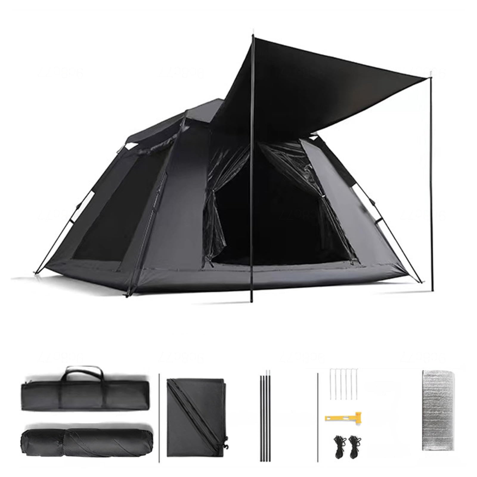 Wasserdichtes 4-Mann-Zelt mit feuchtigkeitsabweisender Unterlage, Premium-Verdunkelungszelte für Camping, Wandern, Picknick, Garten, robuster und zuverlässiger Unterschlupf