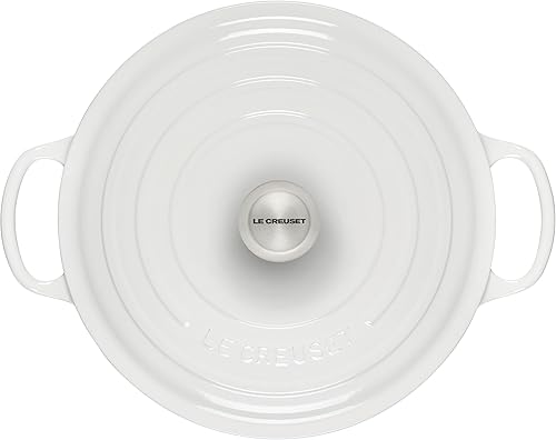 Miniatura 2 de Le Creuset - Olla holandesa ancha, redonda y única de hierro fundido esmaltado, de 7.7 litros, color blanco
