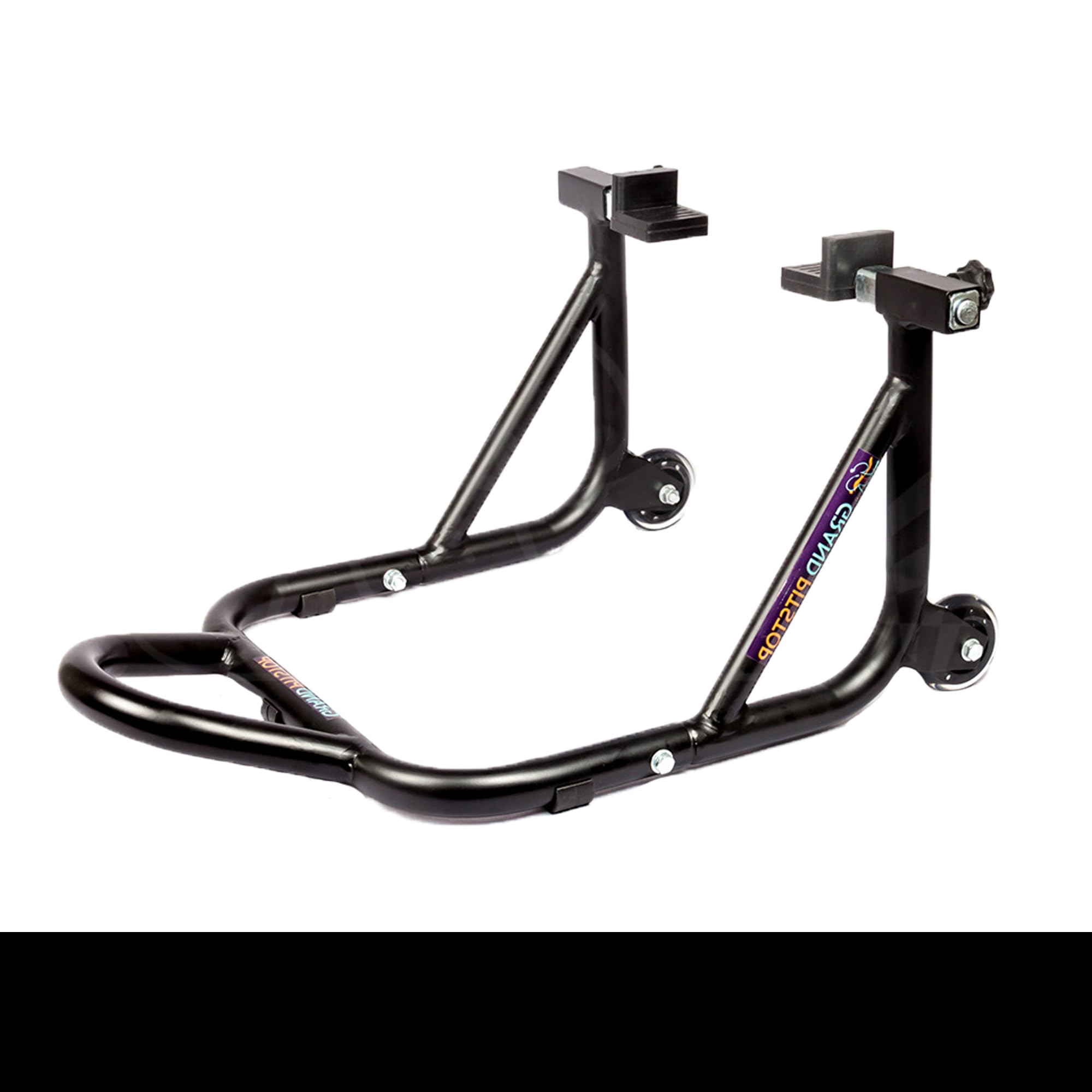 GRAND PITSTOP Motorcycle Stand, Paddock Lift Stand for Rear Wheel with Fork & Swingarm Spool,Weight capicity 990Lbs & 450 Kg's, Dismantable Stand, for Yamaha Honda Kawasaki Suzuki Motorcycles, Black