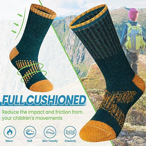WEVIAS Kids Merino Wool Hiking Socks Boys Thermal Winter Cozy Boot Warm Cushion Socks 6 Pairs4