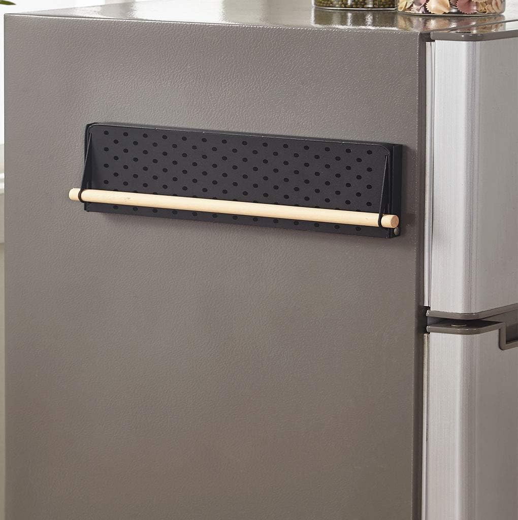vocheer Magnetic Fridge Organizer, Spice Rack Organizer Kitchen Rack, Rustproof Spice Jars Rack for Kitchen Organizer, Black