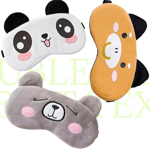 BE Panda Bear Bull - Paquete de 3 antifaz de terciopelo suave para dormir, cubierta de ojos vendados para niñas y mujeres