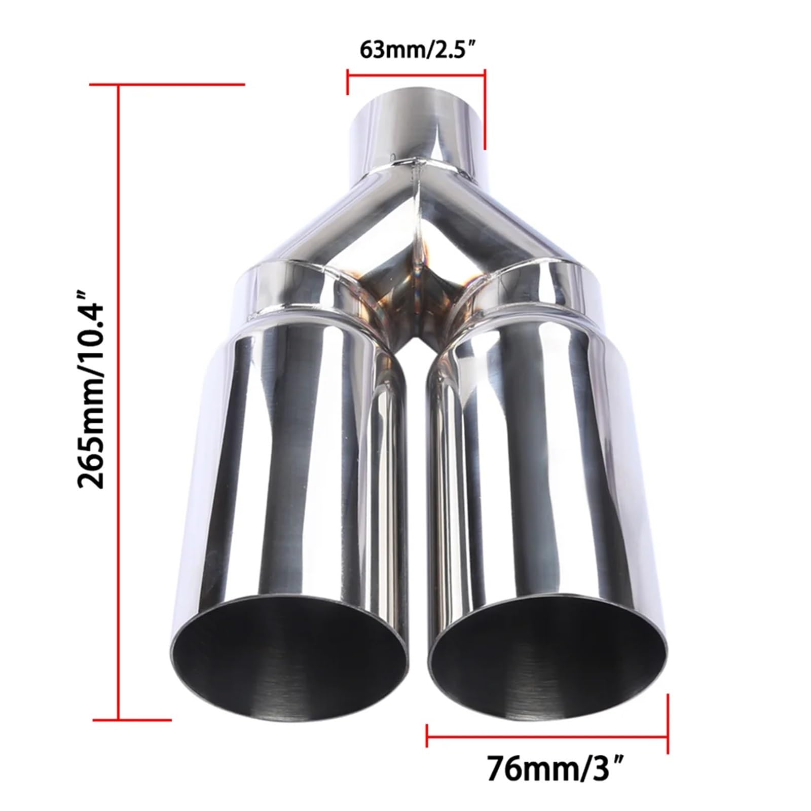 Tubo terminale Terminale Scarico Universale Per Auto Ingresso 63 Mm Uscita 76 Doppio Cilindro In Acciaio Inox Terminali Scarico