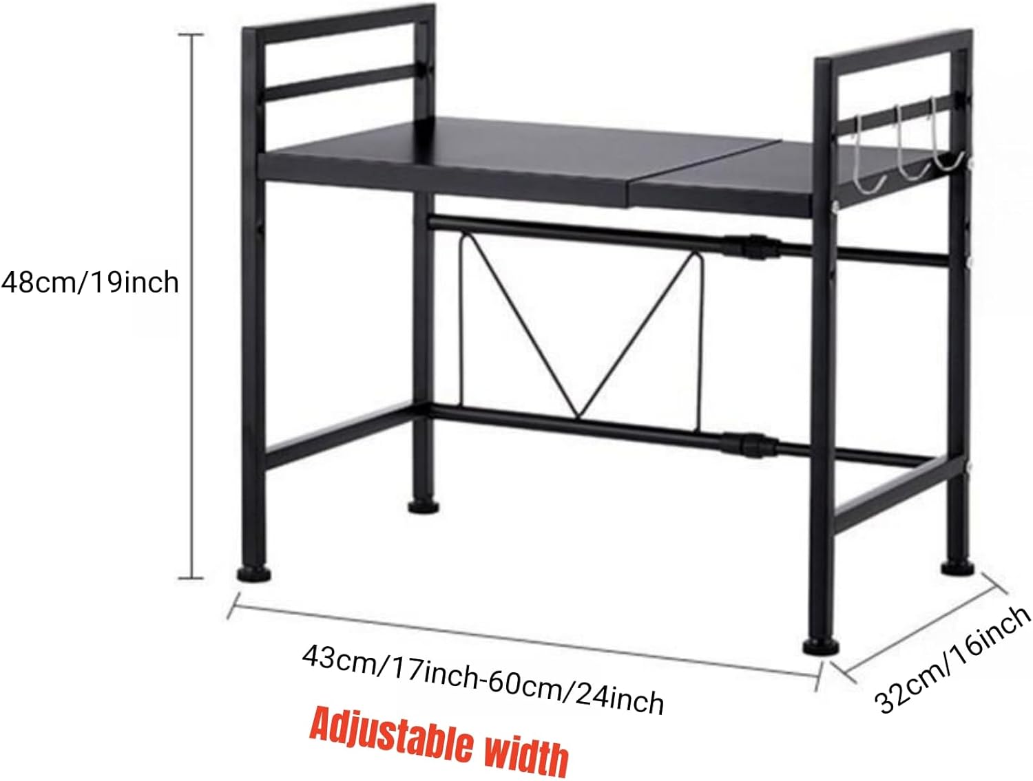 Kitchen Countertop Organizer Expandable Kitchen Organization Spice Storage Microwave Rack Table Shelf Stainless Steel Kitchen Storage Shelf Rack 2 tier Countertop Organizer for Kitchen Counter