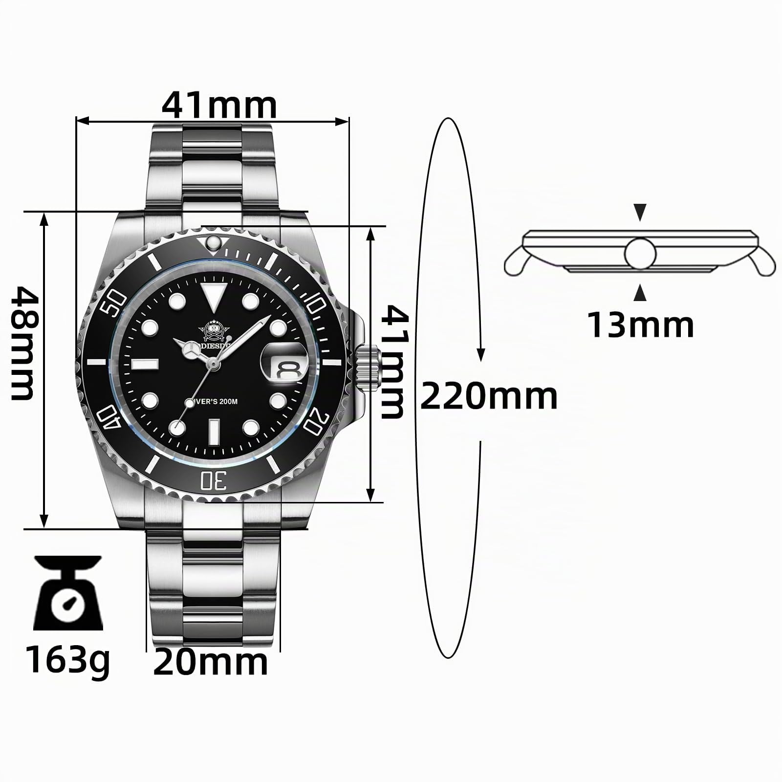 ADDIESDIVE Herren analog Uhren Quarz Uhr 20bar wasserdichte Edelstahl Armbanduhr Herren Großes Leuchtende